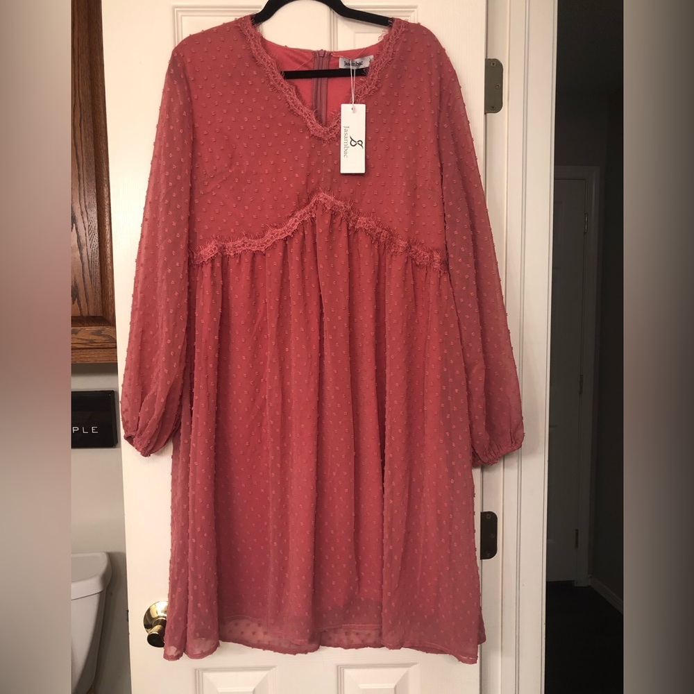Jasambac Size M boho western coastal cowgirl style ladies burnt orange dress